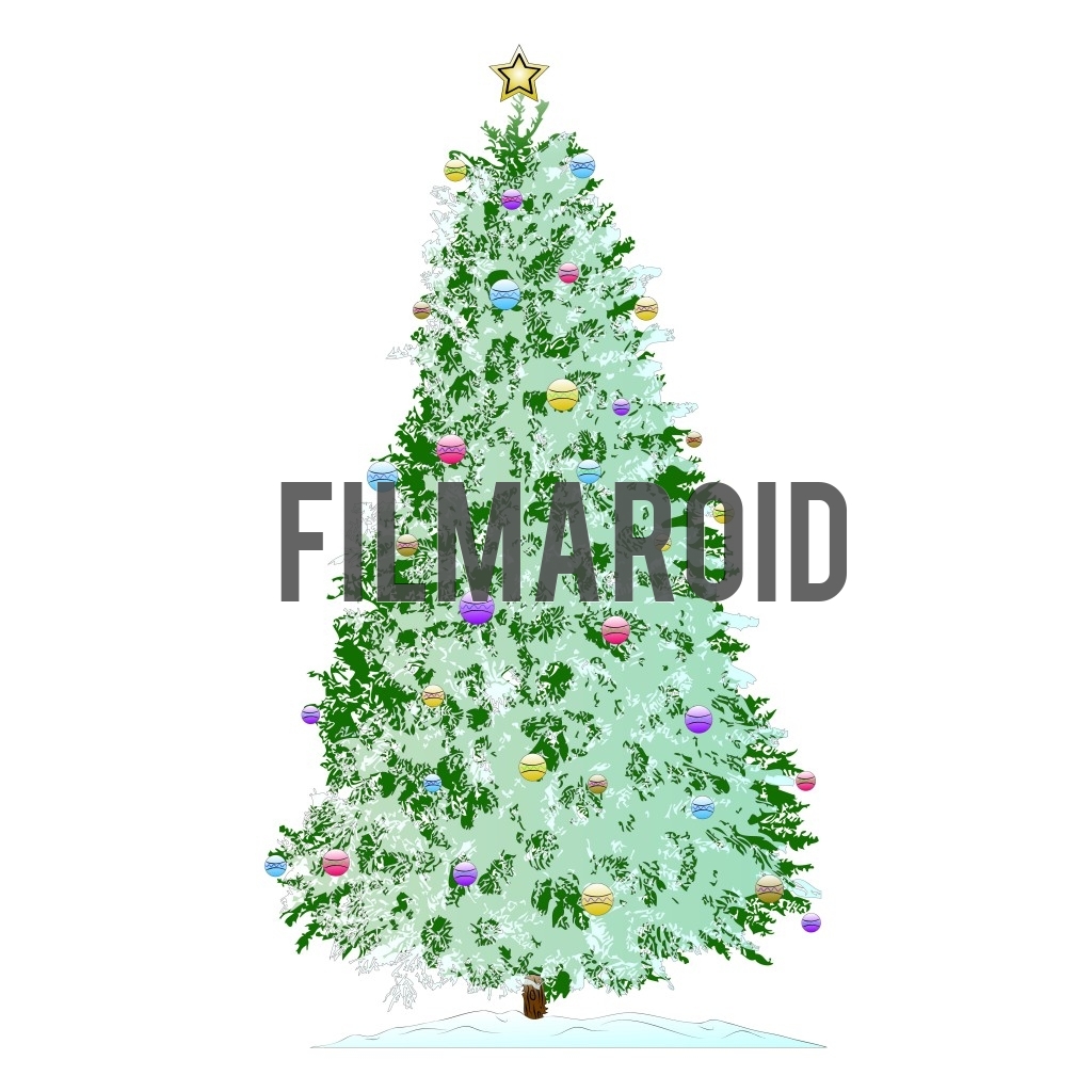 Christmas tree illustration with snow and colorful decorations Christmas tree illustration with snow and colorful decorations - Beautiful Christmas snowy pine tree illustration with colorful balls and golden star on top in grunge style