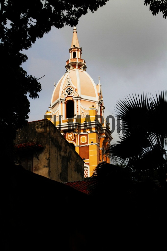 View of the Cathedral of Santa Catalina de Alejandria in Cartagena Colombia