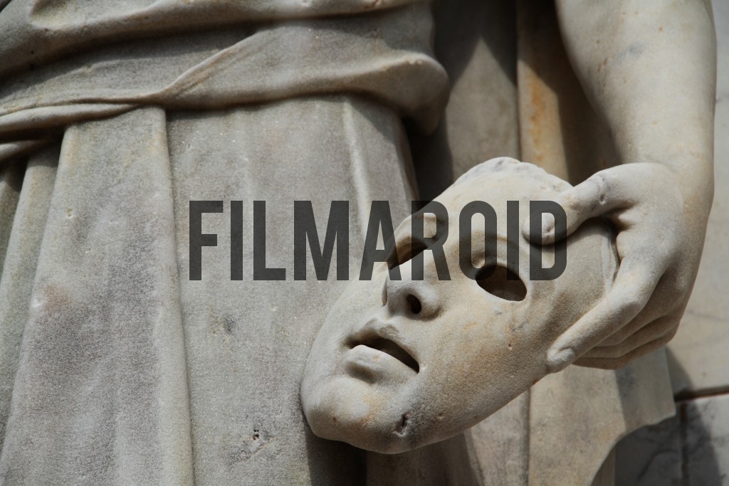 Detail shot of mask belonging to a statue from a theater in Cartagena, Colombia