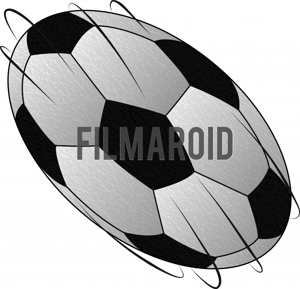 Classic black and white design of a soccer match ball vector illustration moving in air with leather texture