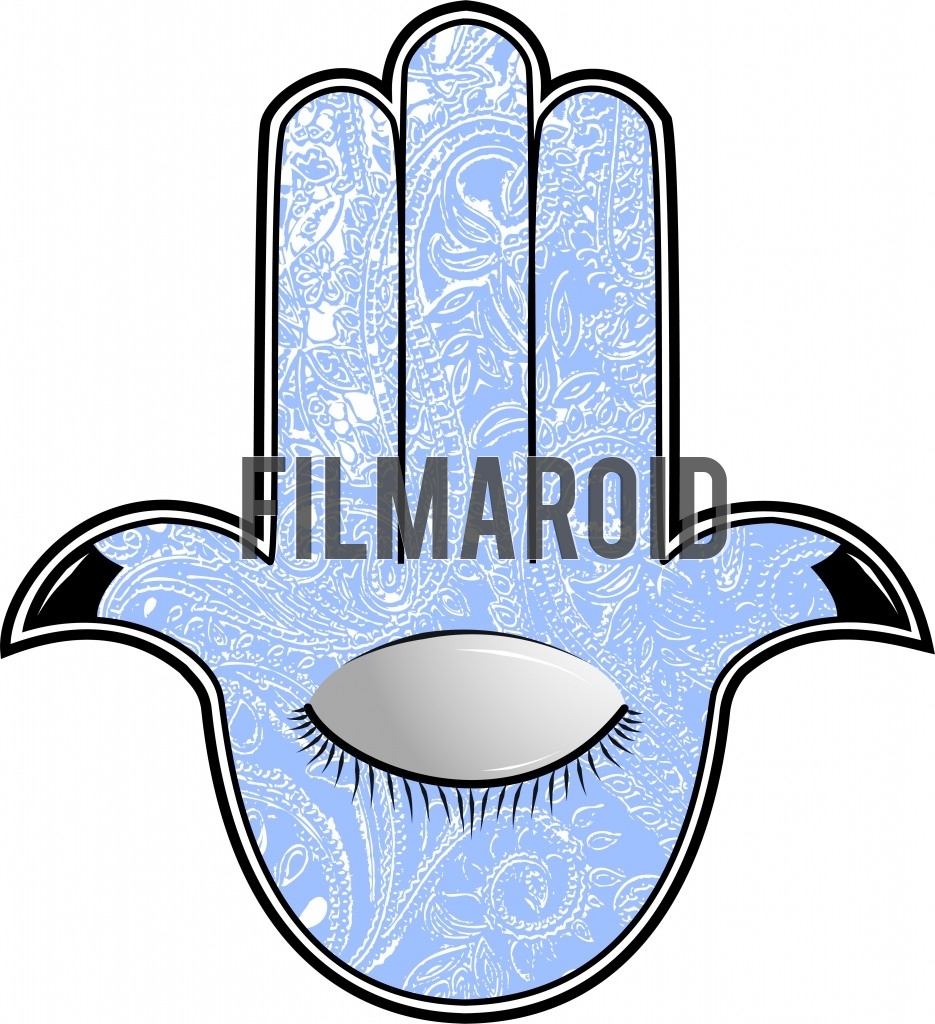 Hamsa hand with closed eye and mandala texture Hamsa hand with closed eye and mandala texture - Beautiful egyptian or mesopotamian hamsa hand with closed eye against indian mandala texture