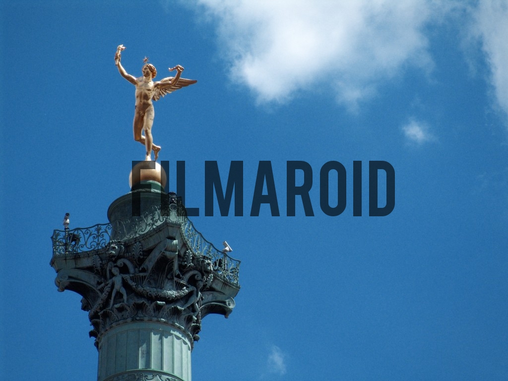 Detail shot of the winged gold statue at La Bastille Paris