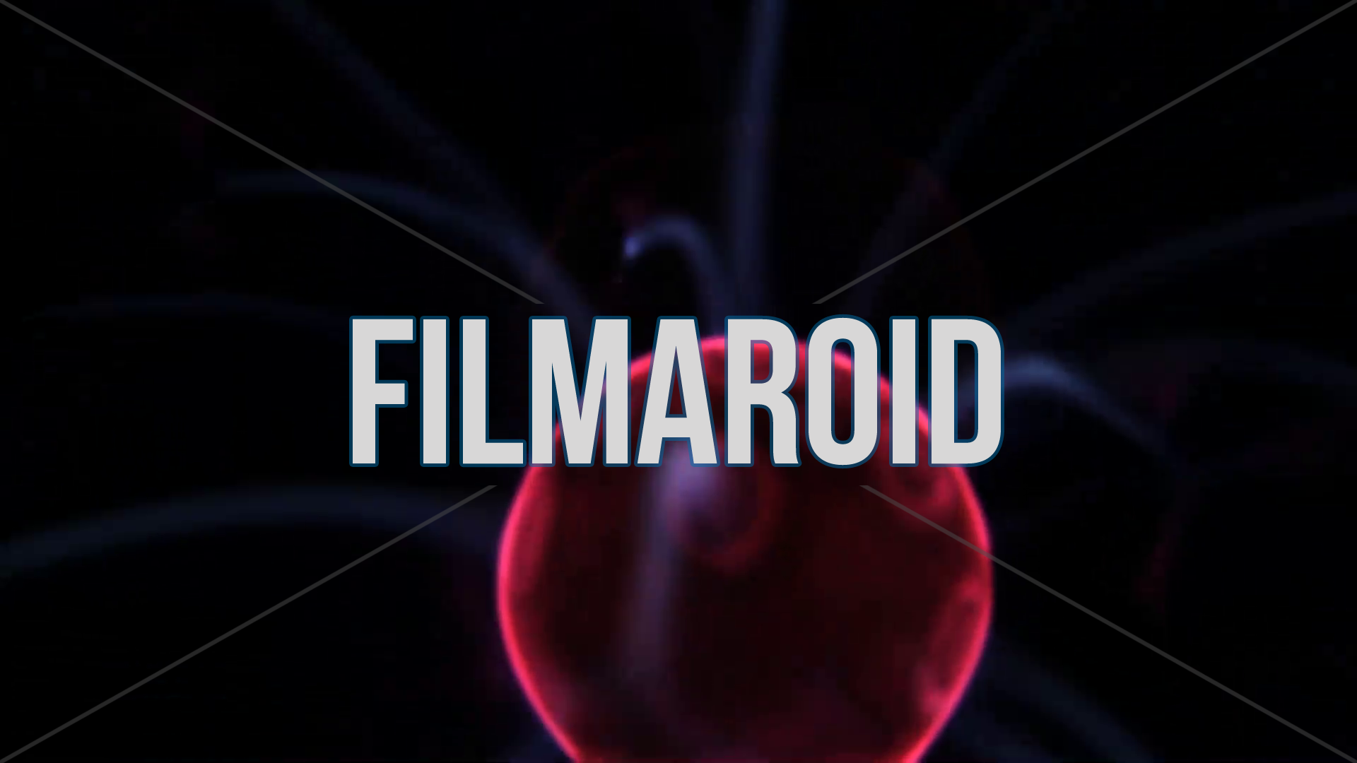 Focused Plasma ball center with rays - Large bright red Plasma ball focused center on bottom of frame with blue rays emitting from it and against pitch black background